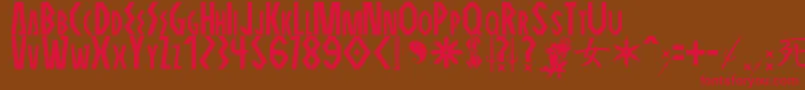 フォントELEKTRA ASSASSIN – 赤い文字が茶色の背景にあります。