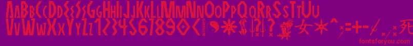 フォントELEKTRA ASSASSIN – 紫の背景に赤い文字