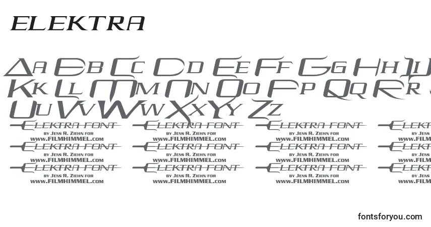 Schriftart Elektra (125876) – Alphabet, Zahlen, spezielle Symbole