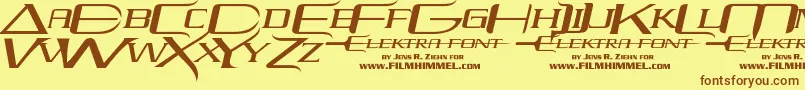 フォントelektra – 茶色の文字が黄色の背景にあります。