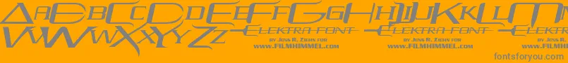 elektra-Schriftart – Graue Schriften auf orangefarbenem Hintergrund