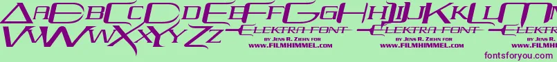 フォントelektra – 緑の背景に紫のフォント