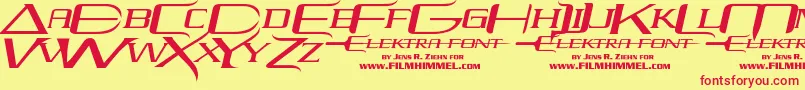 フォントelektra – 赤い文字の黄色い背景