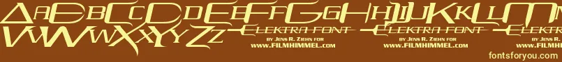 elektra-Schriftart – Gelbe Schriften auf braunem Hintergrund