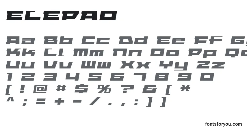 Schriftart ELEPAO   (125881) – Alphabet, Zahlen, spezielle Symbole