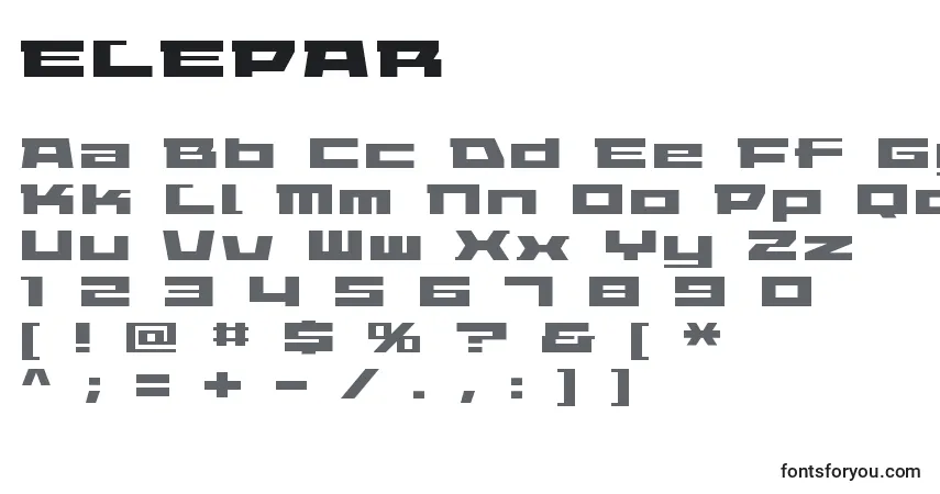 Czcionka ELEPAR   (125882) – alfabet, cyfry, specjalne znaki