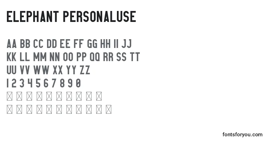 Elephant PersonalUse-fontti – aakkoset, numerot, erikoismerkit