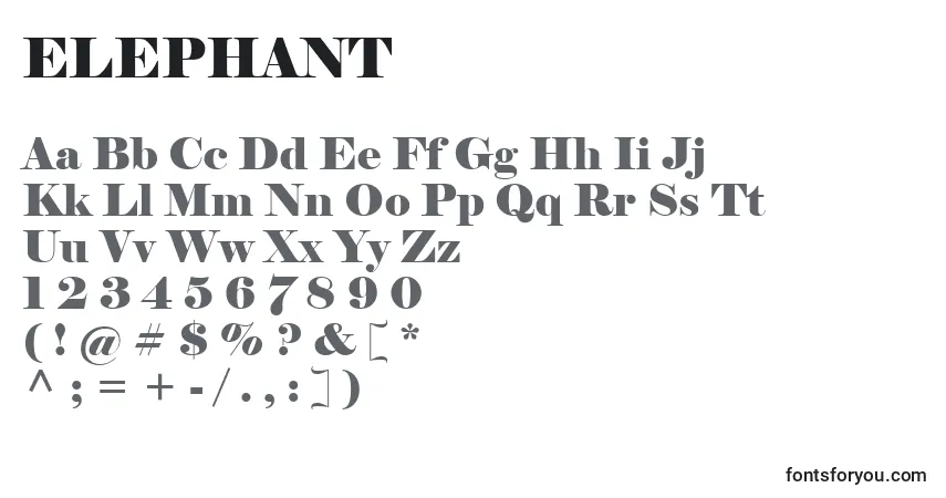 ELEPHANT (125884)フォント–アルファベット、数字、特殊文字