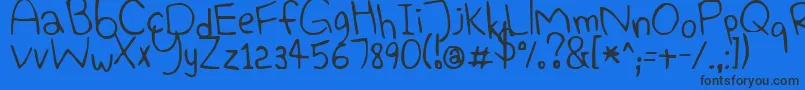 ElephantHiccups-Schriftart – Schwarze Schriften auf blauem Hintergrund