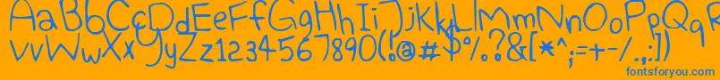 ElephantHiccups-Schriftart – Blaue Schriften auf orangefarbenem Hintergrund