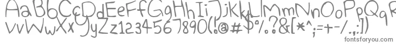 ElephantHiccups-fontti – harmaat kirjasimet valkoisella taustalla