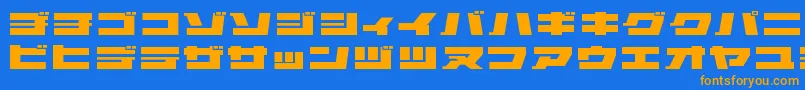 フォントELEPKR   – オレンジ色の文字が青い背景にあります。