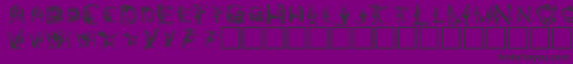 Elfabet  Decorative-fontti – mustat fontit violetilla taustalla