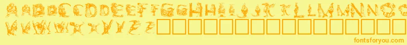 Elfabet  Decorative Font – Orange Fonts on Yellow Background