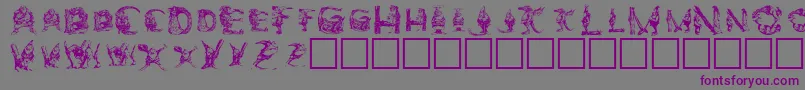 Elfabet  Decorative-fontti – violetit fontit harmaalla taustalla