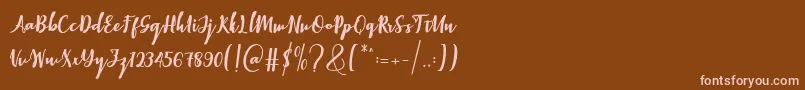 Elistabeta-Schriftart – Rosa Schriften auf braunem Hintergrund
