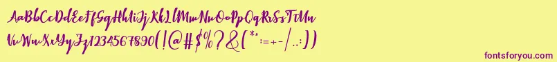 Fonte Elistabeta – fontes roxas em um fundo amarelo