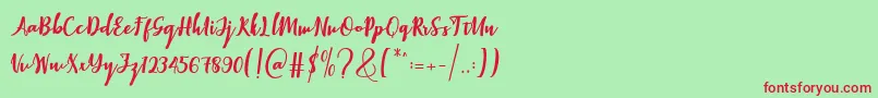 フォントElistabeta – 赤い文字の緑の背景