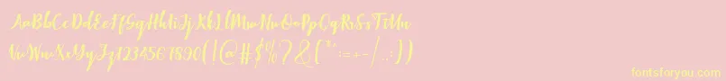 Elistabeta-Schriftart – Gelbe Schriften auf rosa Hintergrund