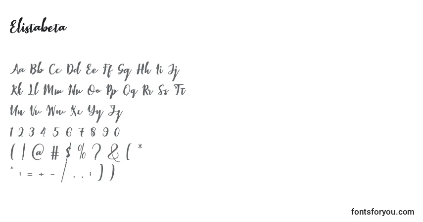 Elistabeta (125893)-fontti – aakkoset, numerot, erikoismerkit