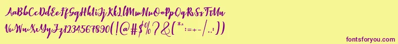 Elistabeta-Schriftart – Violette Schriften auf gelbem Hintergrund