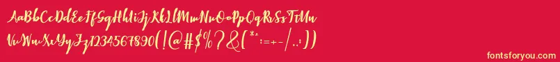 Elistabeta-Schriftart – Gelbe Schriften auf rotem Hintergrund