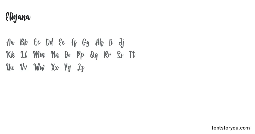 Fuente Eliyana - alfabeto, números, caracteres especiales