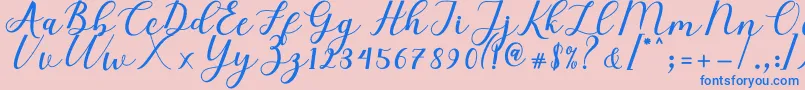 Elizabeth Script Font – Blue Fonts on Pink Background