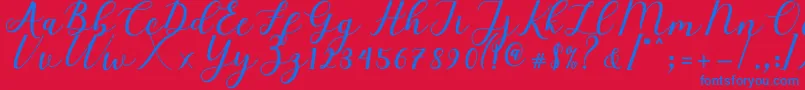 Elizabeth Script Font – Blue Fonts on Red Background