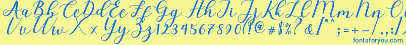 Elizabeth Script Font – Blue Fonts on Yellow Background