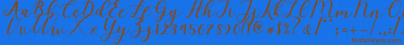 Elizabeth Script Font – Brown Fonts on Blue Background