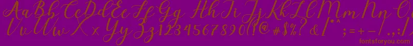 Elizabeth Script-Schriftart – Braune Schriften auf violettem Hintergrund