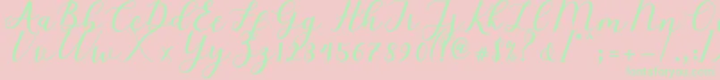 Elizabeth Script Font – Green Fonts on Pink Background