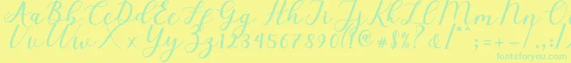 Elizabeth Script-Schriftart – Grüne Schriften auf gelbem Hintergrund