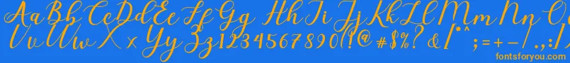 fuente Elizabeth Script – Fuentes Naranjas Sobre Fondo Azul