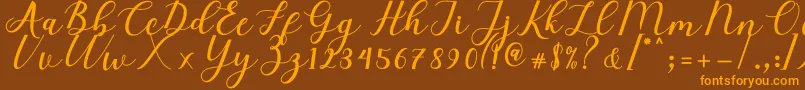 Elizabeth Script Font – Orange Fonts on Brown Background