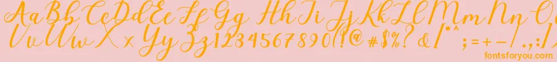 Elizabeth Script-Schriftart – Orangefarbene Schriften auf rosa Hintergrund