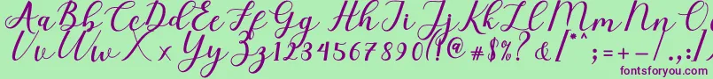 Fonte Elizabeth Script – fontes roxas em um fundo verde