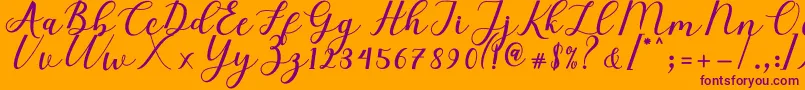 Elizabeth Script Font – Purple Fonts on Orange Background