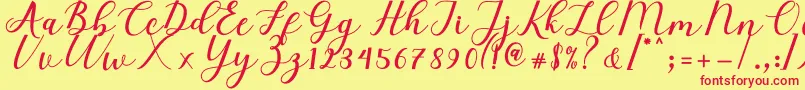 Elizabeth Script Font – Red Fonts on Yellow Background