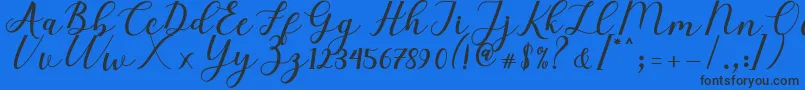 Elizabeth Script-Schriftart – Schwarze Schriften auf blauem Hintergrund