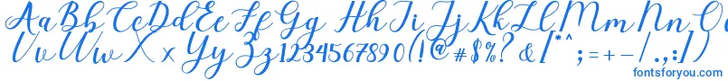 Elizabeth Script-Schriftart – Blaue Schriften auf weißem Hintergrund