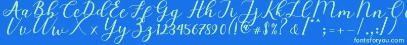 Fonte Elizabeth Script – fontes verdes em um fundo azul