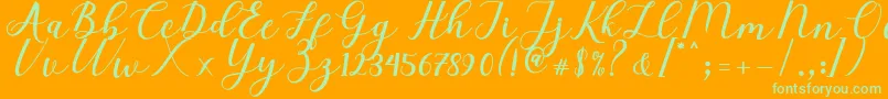 Elizabeth Script Font – Green Fonts on Orange Background