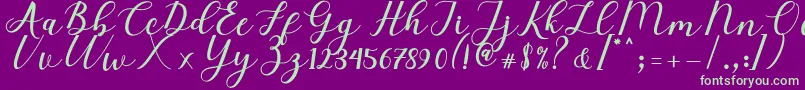 Elizabeth Script Font – Green Fonts on Purple Background