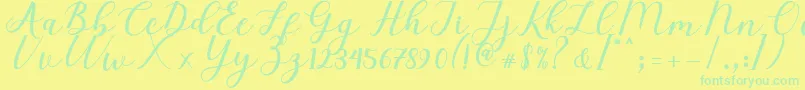 Fonte Elizabeth Script – fontes verdes em um fundo amarelo