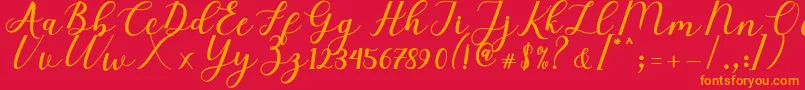 Elizabeth Script Font – Orange Fonts on Red Background