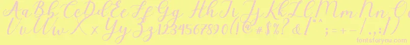 Elizabeth Script Font – Pink Fonts on Yellow Background