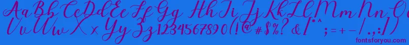 Fonte Elizabeth Script – fontes roxas em um fundo azul