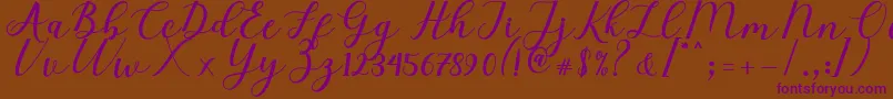 Elizabeth Script Font – Purple Fonts on Brown Background